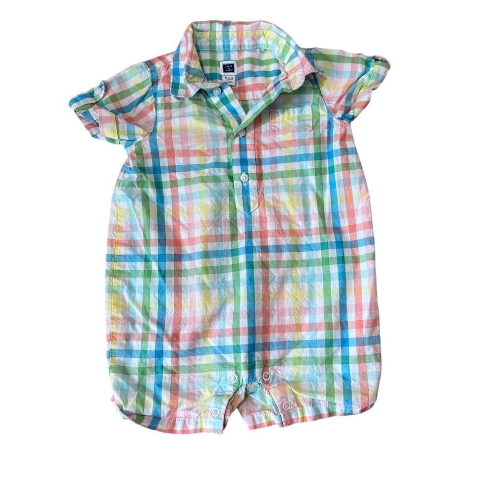 Janie & Jack baby Outfit, 6-12 mos, shorts, Colorful Gingham, Crisp cotton